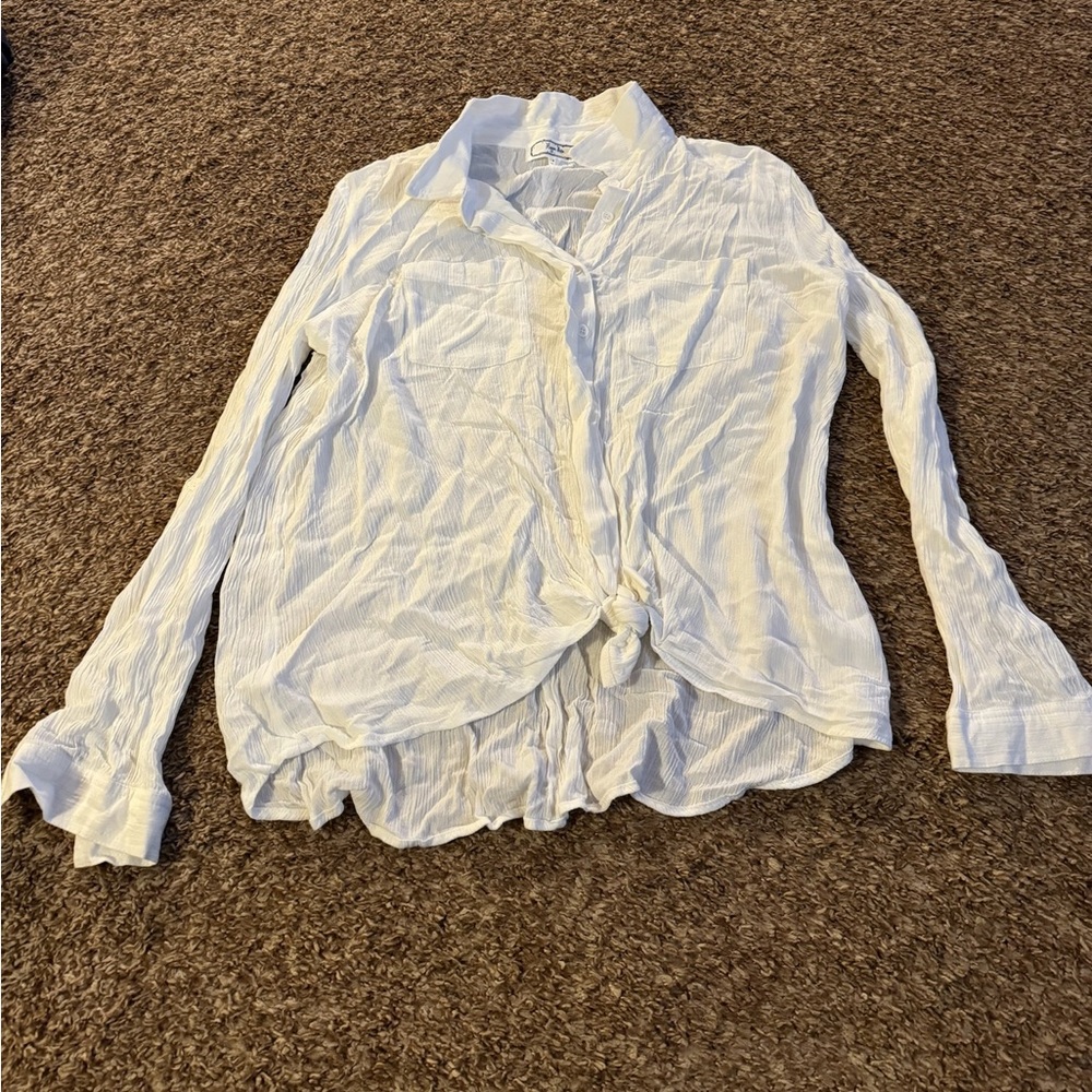 Hippie Rose White Button-Up Shirt